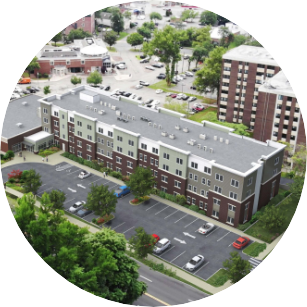 Aerial view of a housing project supported by Age Friendly North Jersey