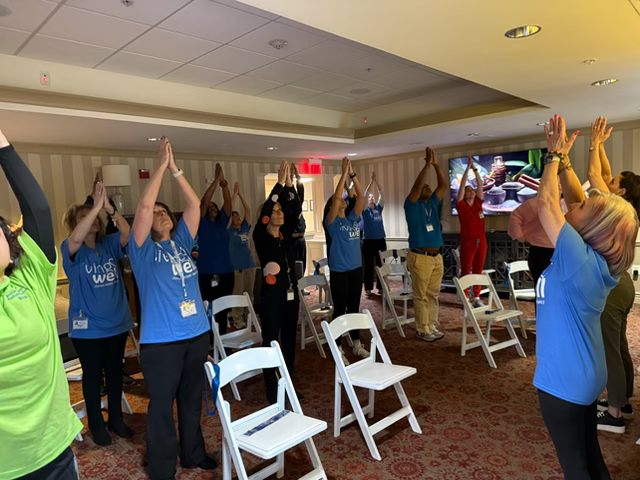 Jewish Home employees sporting their Living Well t-shirts at a recent workshop