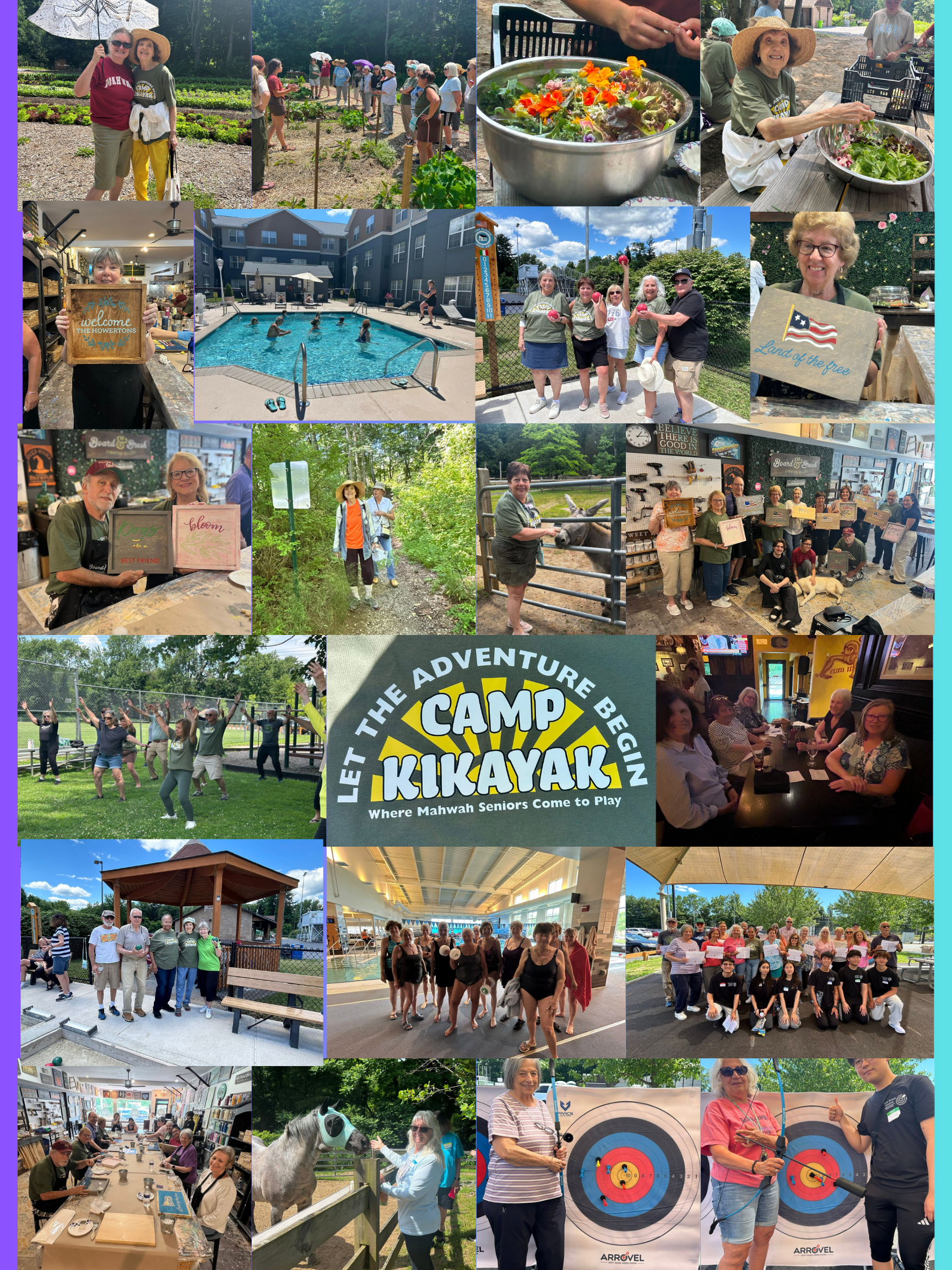 Photo collage of Mahwah's Camp Kikayak activities